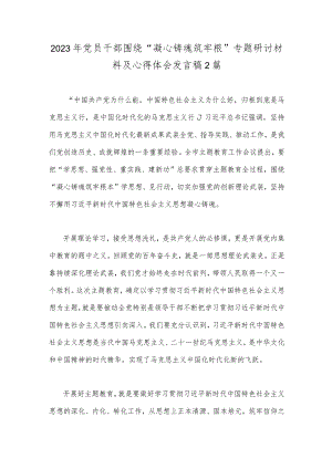 2023年党员干部围绕“凝心铸魂筑牢根”专题研讨材料及心得体会发言稿2篇.docx