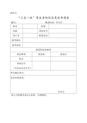 “三支一扶”考生身份信息更改申请表.docx