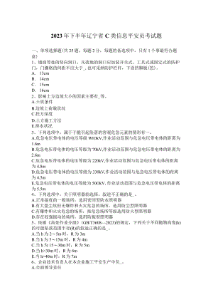 2023年下半年辽宁省C类信息安全员考试题.docx