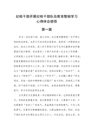 纪检干部开展纪检干部队伍教育整顿学习心得体会感悟精选7篇.docx