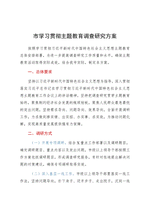 市学习贯彻主题教育调查研究方案.docx