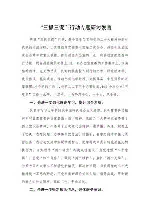“三抓三促”行动专题研讨发言范文(参考三篇).docx