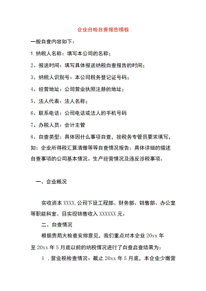 企业自检自查报告模板.docx