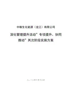生化能源事业部管理提升活动方案-中粮集团.docx