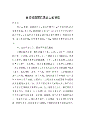 在巡视巡察反馈会上的讲话.docx