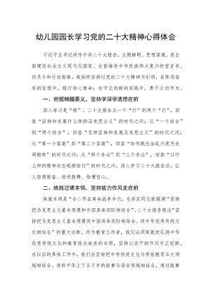 幼儿园园长学习党的二十大精神心得体会范文(共三篇).docx