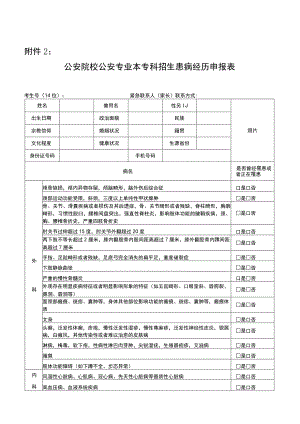 公安院校公安专业本专科招生患病经历申报表.docx