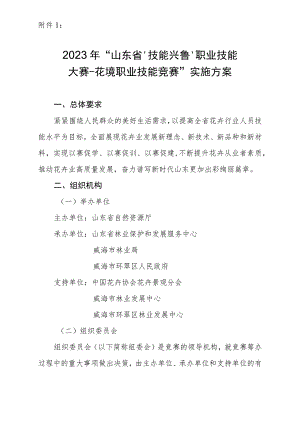 2023年山东省技能兴鲁职业技能大赛花境职业技能竞赛实施方案、报名表、场地技术文件.docx