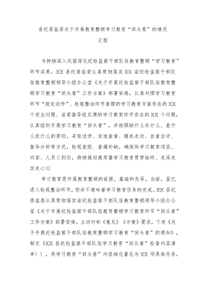 县纪委监委关于开展教育整顿学习教育“回头看”的情况汇报.docx