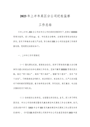 2023年上半年某区分公司纪检监察工作总结.docx