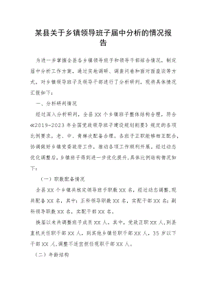 某县关于乡镇领导班子届中分析的情况报告.docx