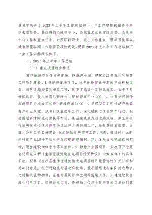 县城管局关于2023年上半年工作总结和下一步工作安排的报告.docx