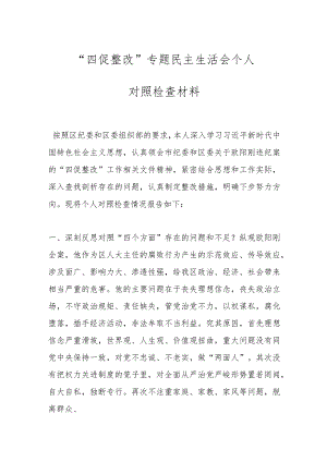 “四促整改”专题民主生活会个人对照检查材料.docx