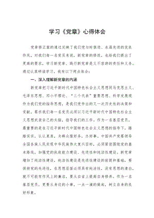 2023年党员干部学习党章心得体会八篇.docx