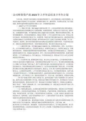 公司财务资产部2023年上半年总结及下半年计划.docx