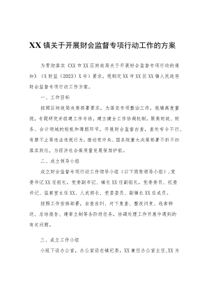 XX镇关于开展财会监督专项行动工作的方案.docx