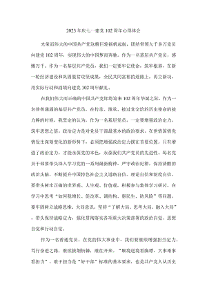 2023年庆七一建党102周年心得体会.docx