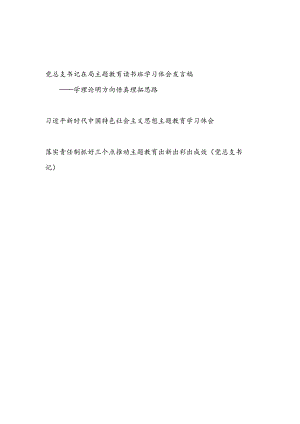 党总支书记2023年在局主题教育读书班学习体会研讨发言稿3篇.docx