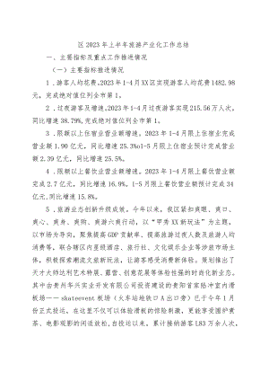 区2023年上半年旅游产业化工作总结.docx