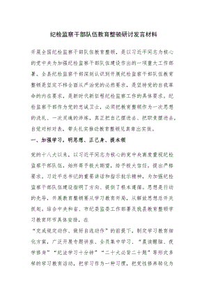 四篇：2023年纪检监察干部队伍教育整顿研讨发言材料范文.docx