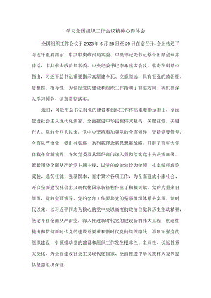 学习2023全国组织工作会议精神心得体会二.docx