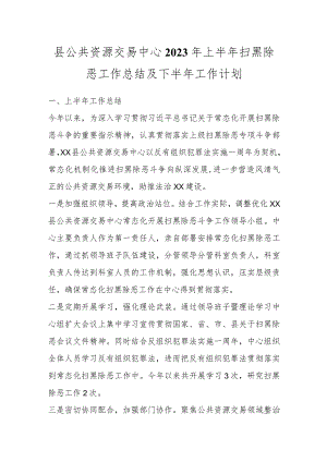 县公共资源交易中心2023年上半年扫黑除恶工作总结及下半年工作计划.docx