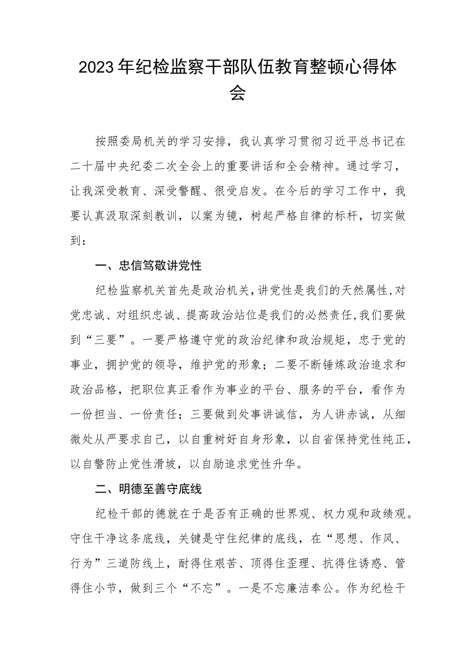 2023年纪检监察干部队伍教育整顿心得体会感悟七篇.docx_第3页