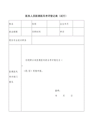 贵州医务人员医德医风考评登记表.docx