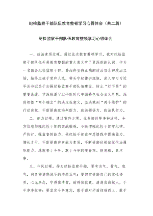 纪检监察干部队伍教育整顿学习心得体会(共二篇).docx