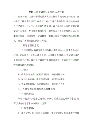 2023年高等学校《学生暑期社会》实践活动方案 汇编5份.docx