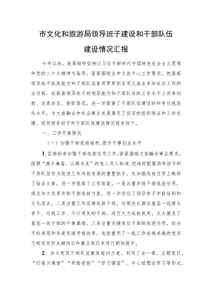 市文化和旅游局领导班子建设和干部队伍建设情况汇报.docx