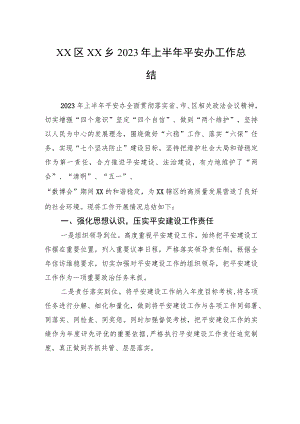 XX区XX乡2023年上半年平安办工作总结（20230629）.docx