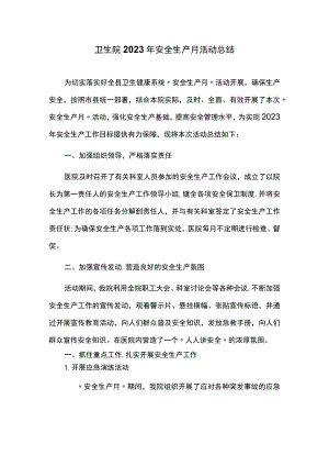 卫生院2023年安全生产月活动总结.docx