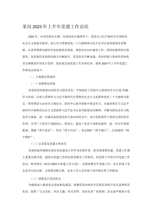 某局2023年上半年党建工作总结.docx