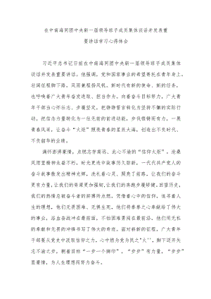 在中南海同团中央新一届领导班子成员集体谈话并发表重要讲话学习心得体会3篇.docx