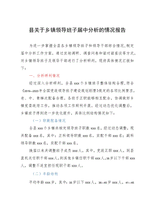 县关于乡镇领导班子届中分析的情况报告.docx