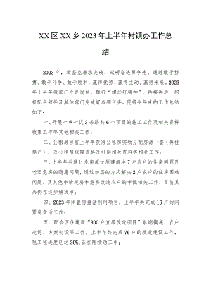 XX区XX乡2023年上半年村镇办工作总结（20230629）.docx