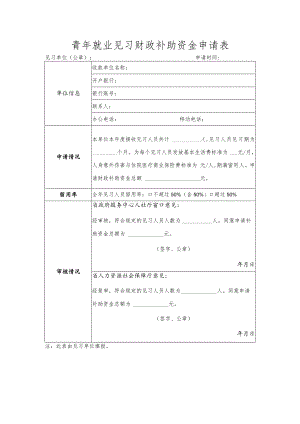 青年就业见习财政补助资金申请表.docx