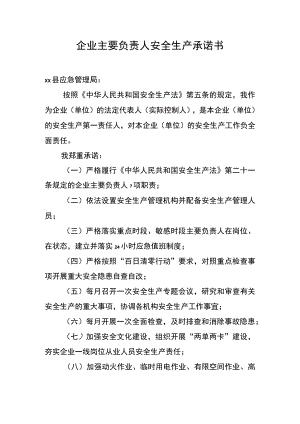 企业主要负责人安全生产承诺书.docx