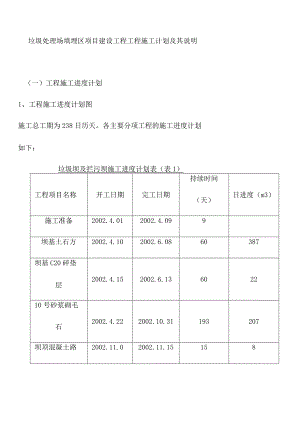 垃圾处理场填埋区项目建设工程工程施工计划及其说明.docx