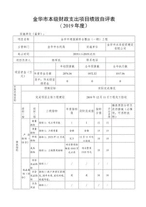 金华市本级财政支出项目绩效自评表.docx