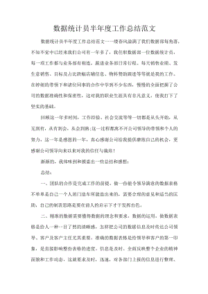 数据统计员半年度工作总结范文（完整版）.docx