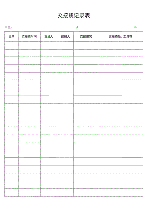 交接班记录表secret工程文档范本.docx