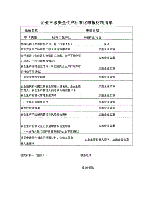 企业三级安全生产标准化申报材料清单.docx