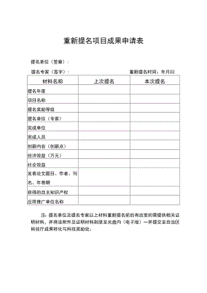 重新提名项目成果申请表.docx
