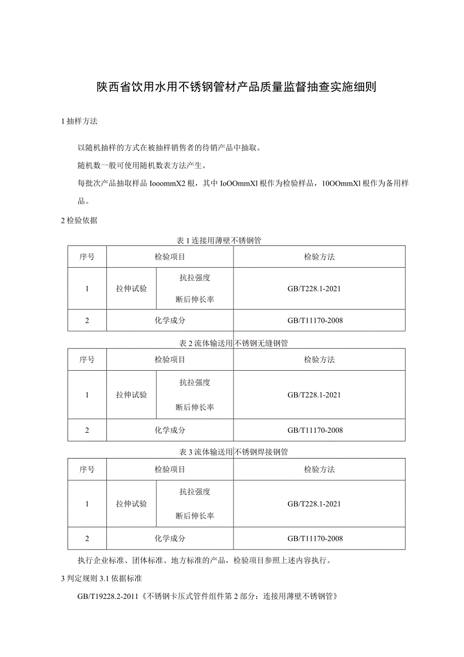 陕西省饮用水用不锈钢管材产品质量监督抽查实施细则.docx_第1页