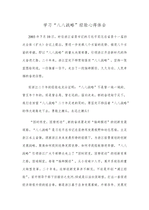 学习“八八战略”经验心得体会.docx