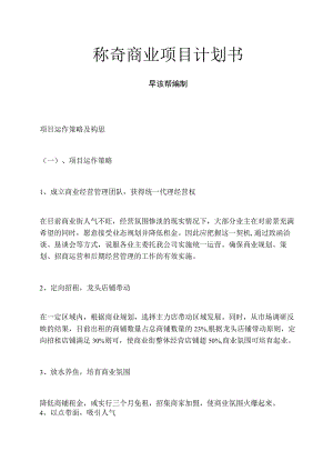 称奇商业项目计划书.docx