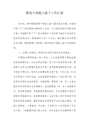 推进干部能上能下工作汇报.docx