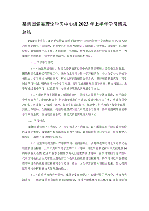 某集团党委理论学习中心组2023年上半年学习情况总结.docx